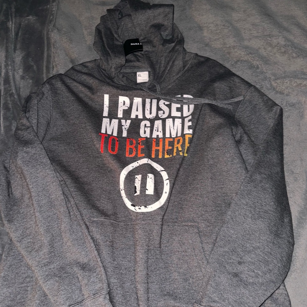 Gildan Gray Hoodie - I Paused My Game to be here size xl